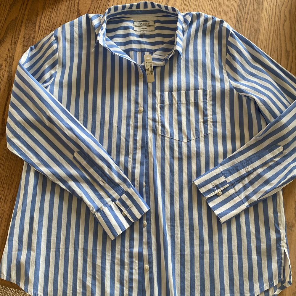 NWT Madewell Oversized Striped Button Up. Size M.